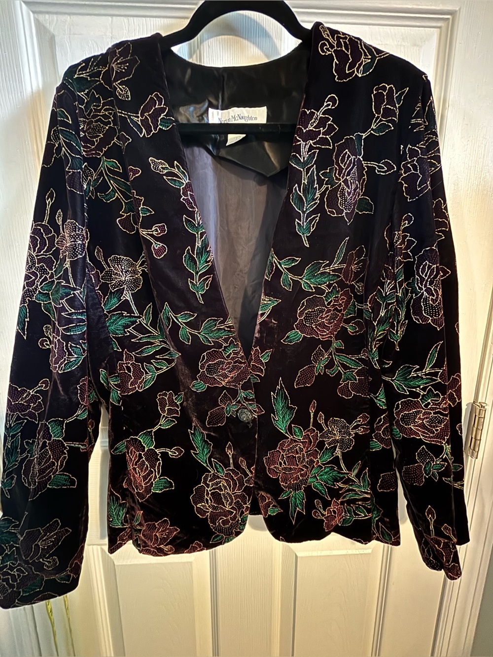 😍VINTAGE Norton McNaughton Women’s jacket Floral Embroidery SZ 12